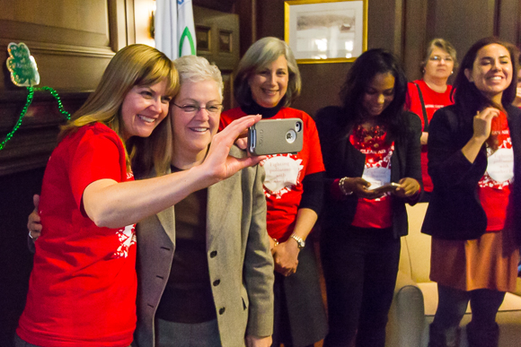 MCAF Field organizer, Wendy Bredhold takes a selfie with EPA Administrator Gina McCarthy. March, 2014