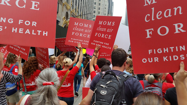 Moms Clean Air Force signs at the Peoples Climate March