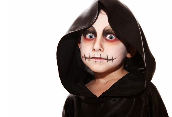 Boy in scary Halloween costume