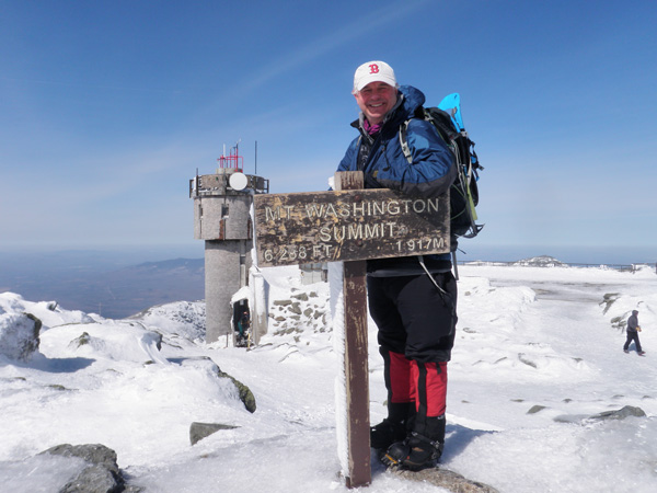New Hampshire Senator Jeb Bradley on top of Mount Washington, the highest peak in the Northeastern US.