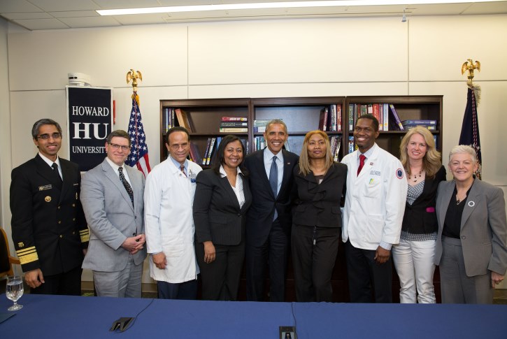 President Barack Obama participates in a roundtable discussion on climate change and public health at the Howard University College of Medicine in Washington, D.C., April 7, 2015. (Official White House Photos by Pete Souza)