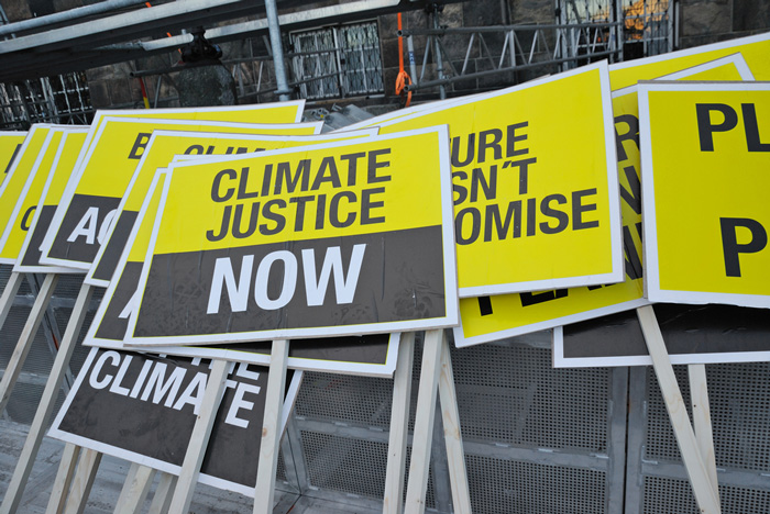 Climate Justice Now signs
