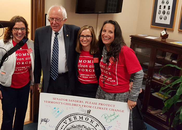 Moms Clean Air Force members with Bernie Sanders