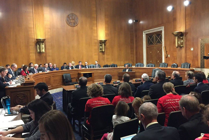 Moms Clean Air Force at the confirmation hearings for Scott Pruitt, February 1st, 2017.