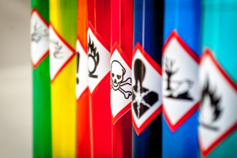 Hazardous chemicals in bottles
