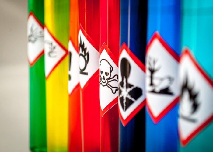 Hazardous chemicals in bottles