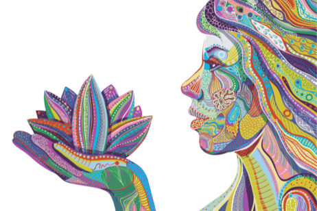 colorful graphic of a woman in profile