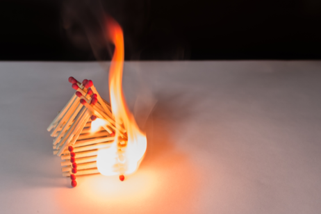 burning matchstick house