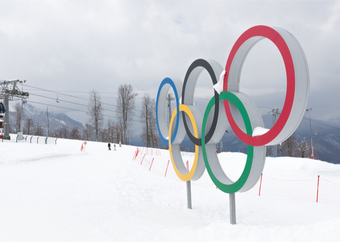 Winter Olympics logo in ski area