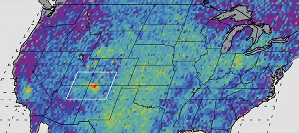 Methane pollution hotspot shown over US map