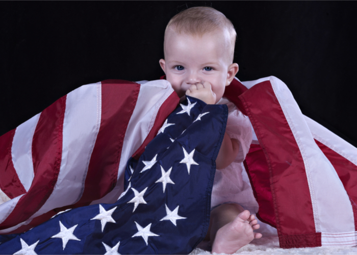 baby and flag