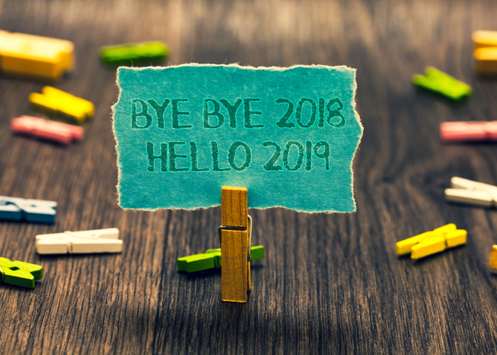 bye bye 2018 hello 2019 sign