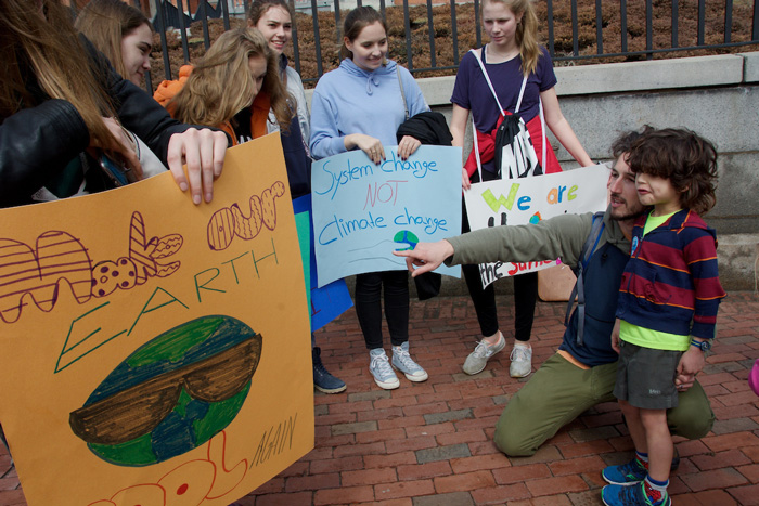 young activists at the Kids' Climate Strike