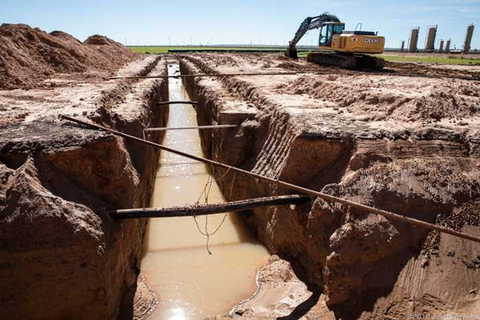 Pipeline construction site in the Permian Basin.