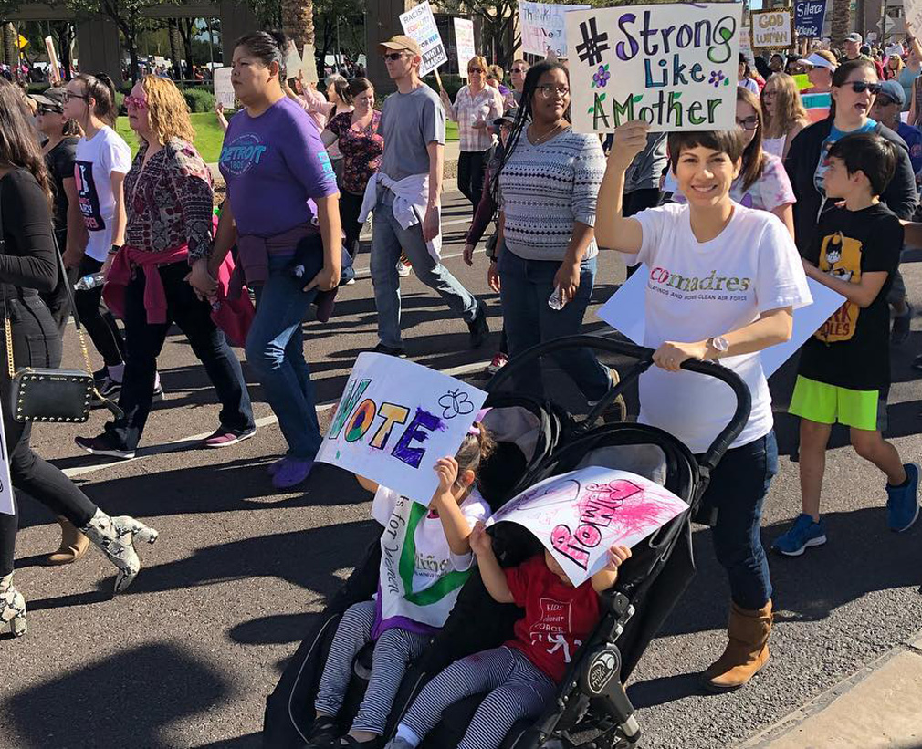 Columba Sainz with her children in Arizona, standing up for women's rights.