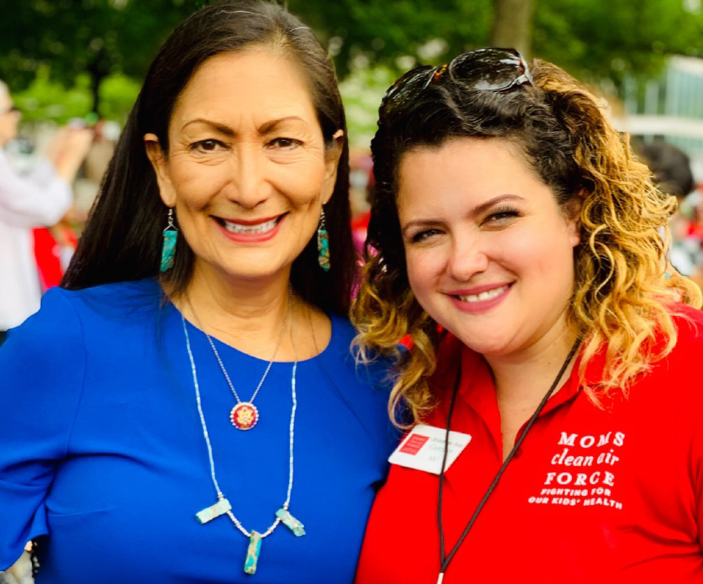 Jennifer Ann, on right, with New Mexico Congresswoman Deb Haaland at the Play-In for Climate Action in Washington, DC, July 11, 2019.