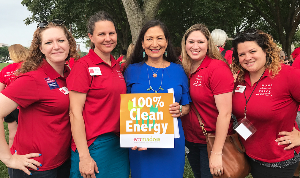 Representative Deb Haaland (NM-01) and members of Moms Clean Air Force at the play-in for climate action