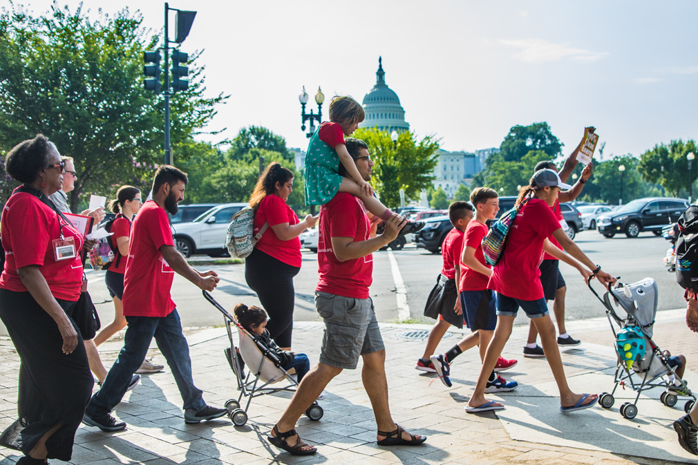Families march to the Play-In for Climate Action, Washington DC, July 11, 2019