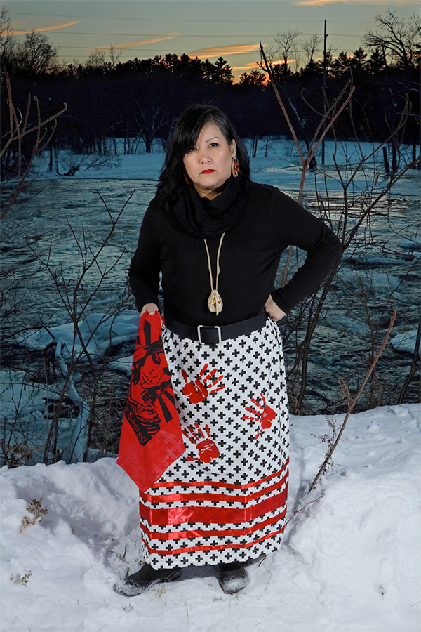 Rachel Fernandez near Keshena Falls on the Wolf River, Menominee Indian Reservation, Wisconsin.