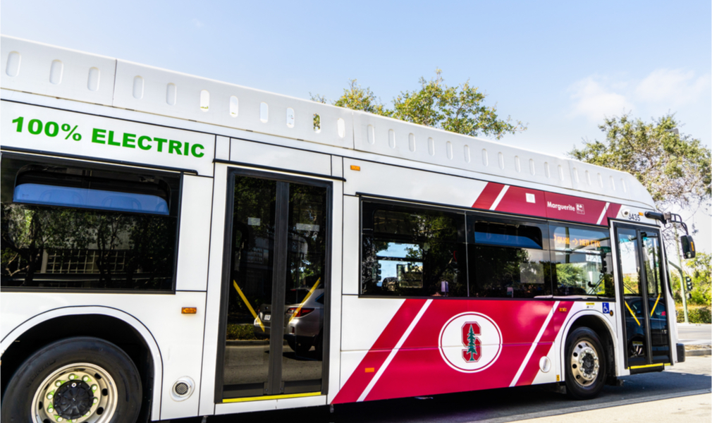 Electric buses like this 100% electric Marguerite free shuttle in Palo Alto, CA, and electric trucks are becoming more comman and more available