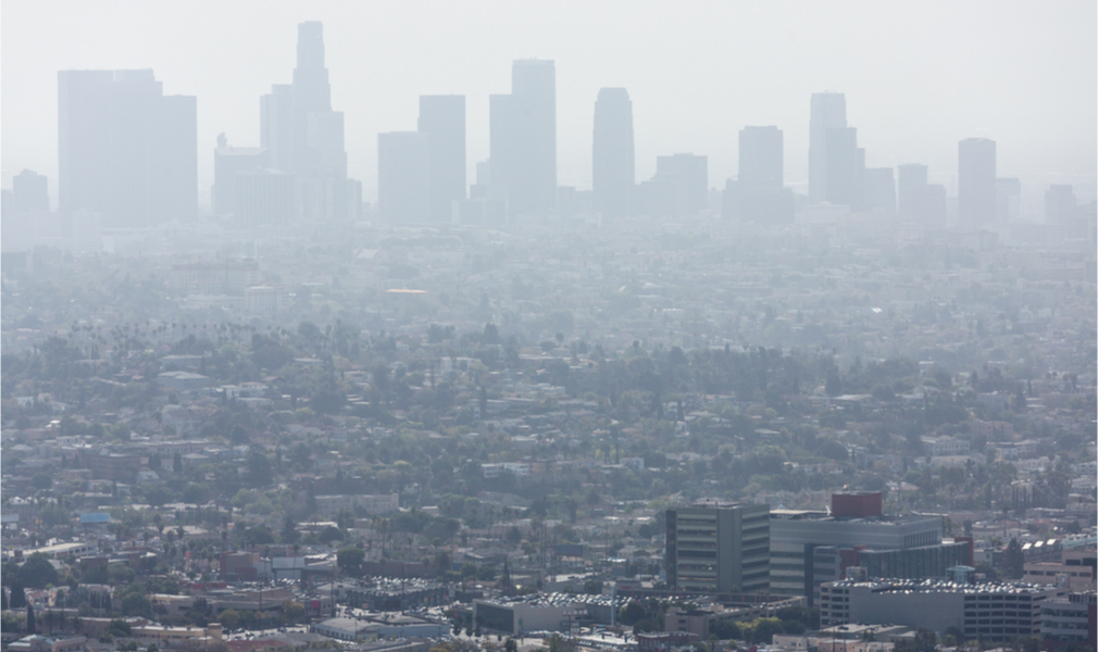 Polluted air over downtown Los Angeles, CA.