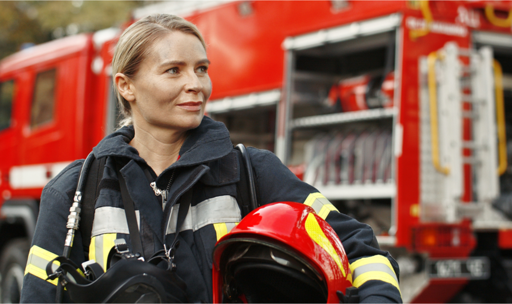 Firefighters like this woman are endangered by climate change