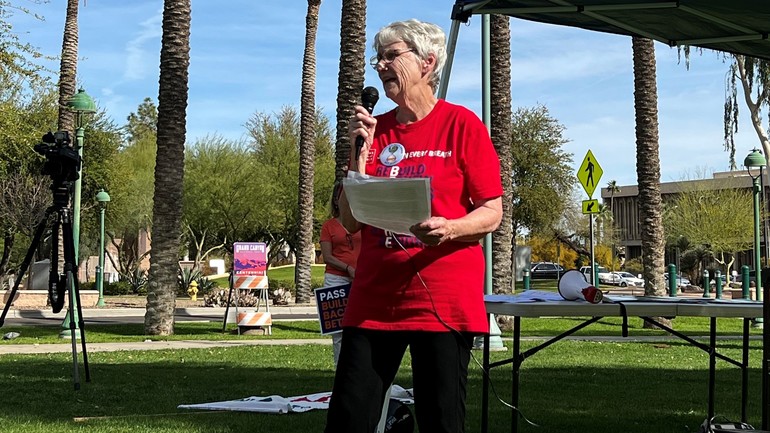 Moms Clean Air Force's Arizona field coordinator, Hazel Chandler favors the strongest possible soot pollution standards.
