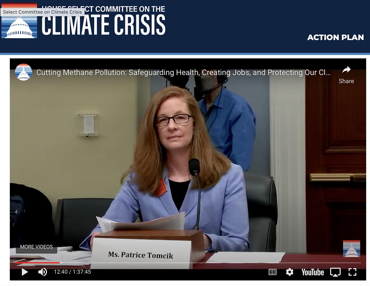 Patrice Tomcik, Senior National Field Manager for Moms Clean Air Force, testifies on June 24, 2022, to the U.S. House of Representatives Select Committee on the Climate Crisis, to cut methane pollution
