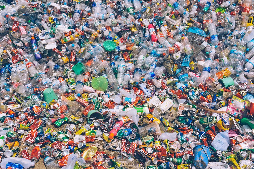 Large pile of plastic trash that breaks down into microplastics