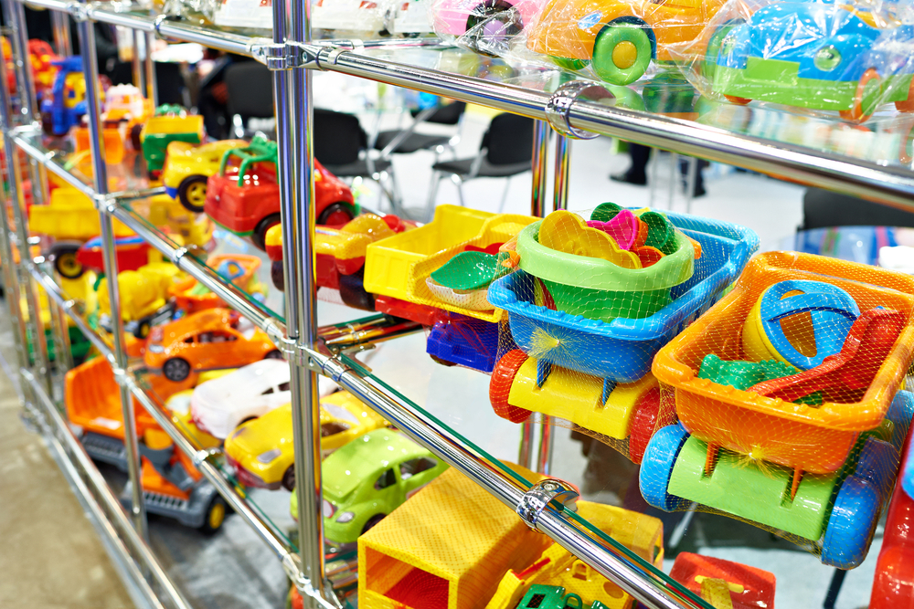 shelves of plastic toys