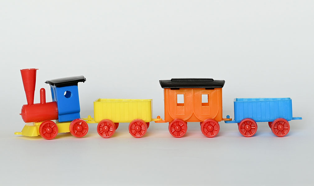 Many plastic products, like this toy train, contain vinyl chloride, a toxic chemical under review by the EPA