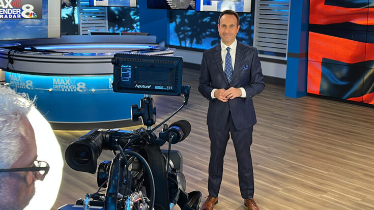 Florida meteorologist Jeff Berardelli at work.