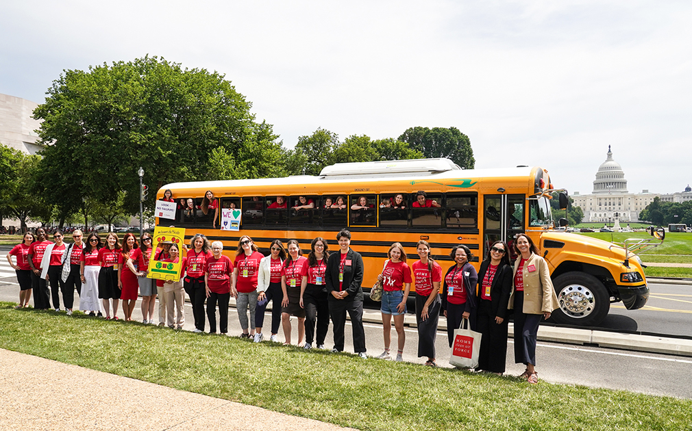 Moms took an electric school bus to Capitol Hill