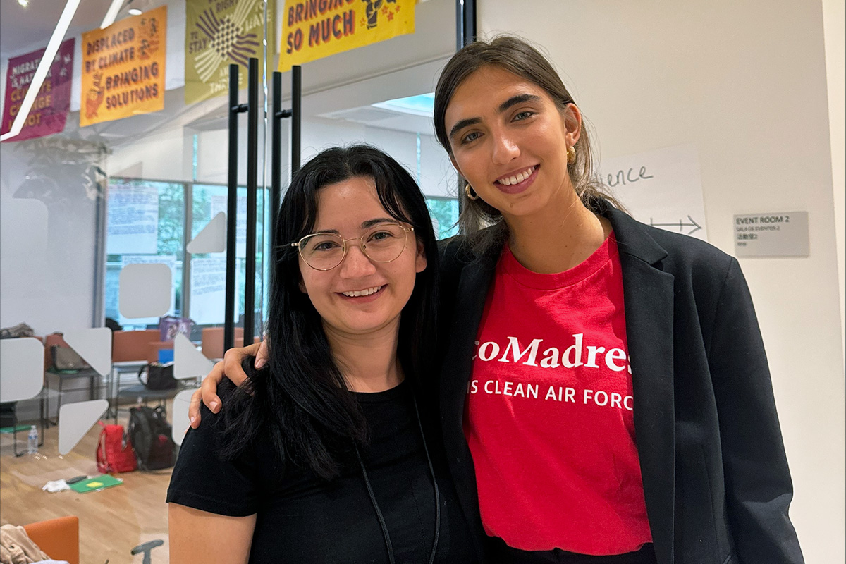 Gabriela Roque from the National Partnership of New Americans with EcoMadres' Danielle Berkowitz-Sklar during Climate Week 2024