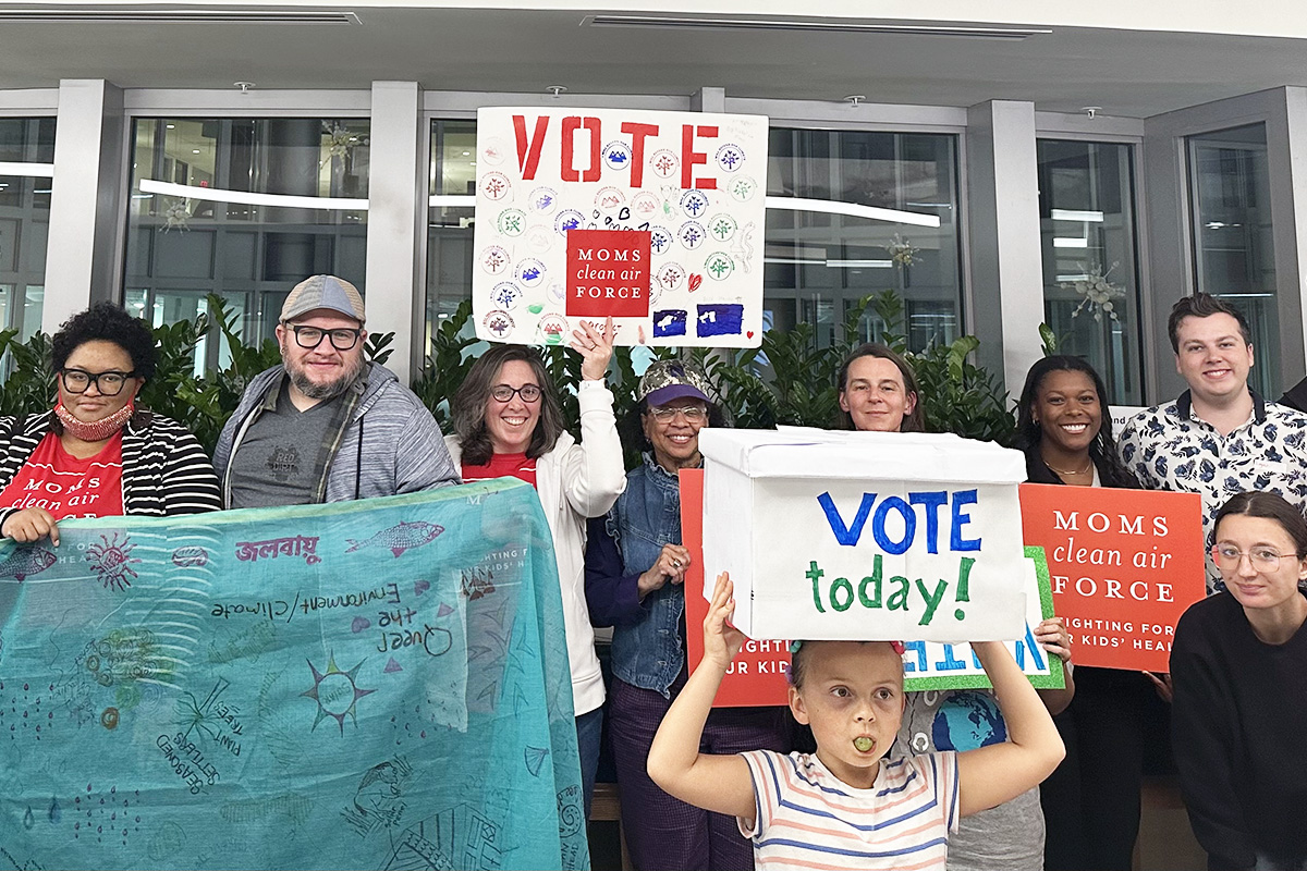 Group with Vote signs