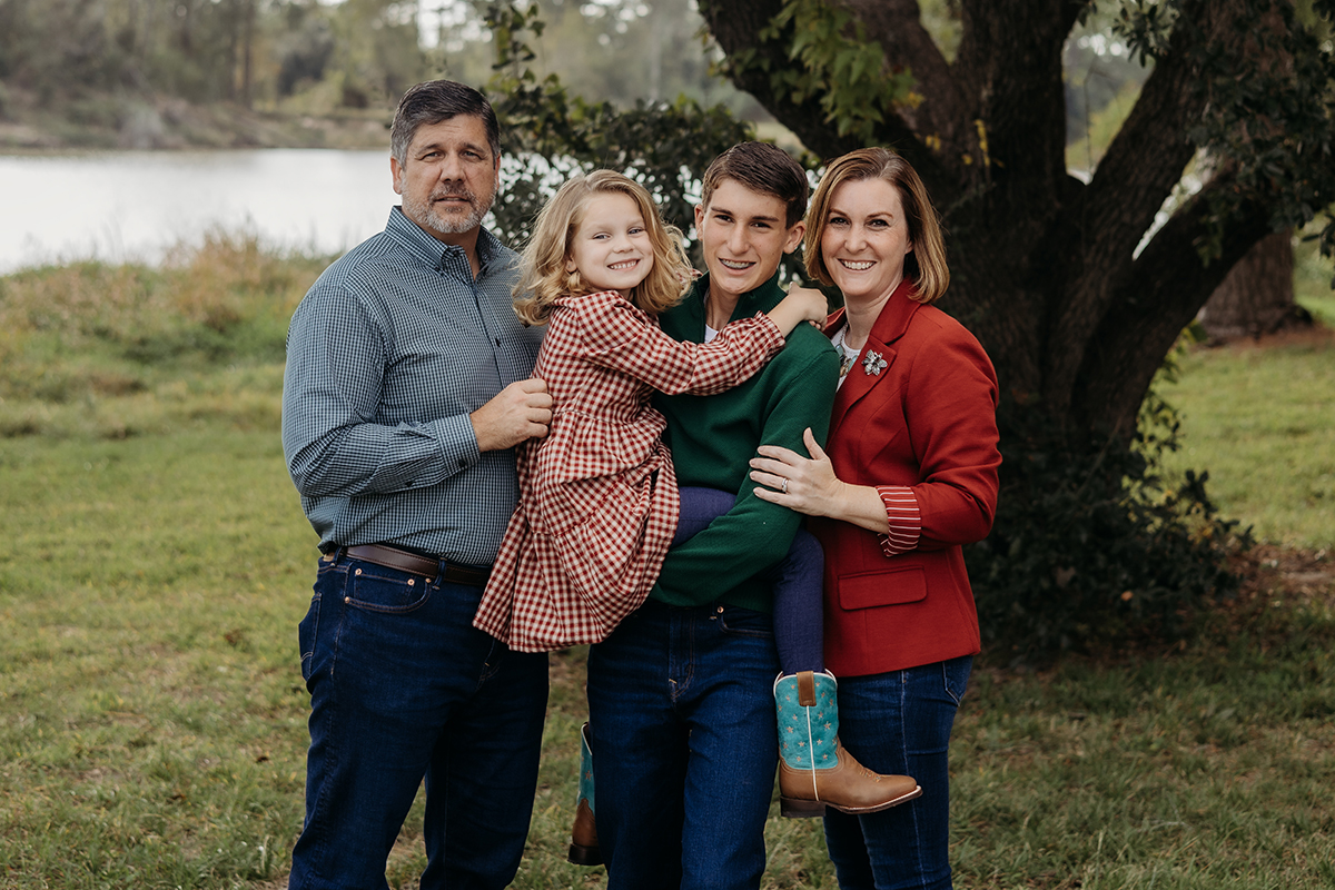 Reda Hicks with her family, who were affected by the recent Texas flooding
