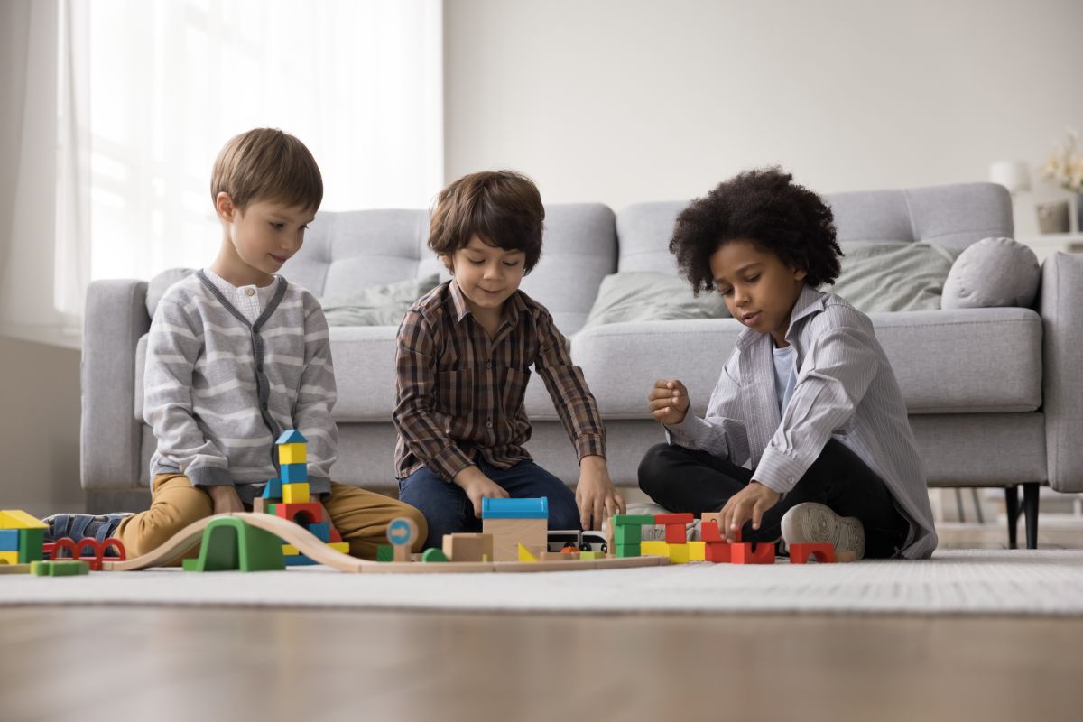 children playing with plastic toys