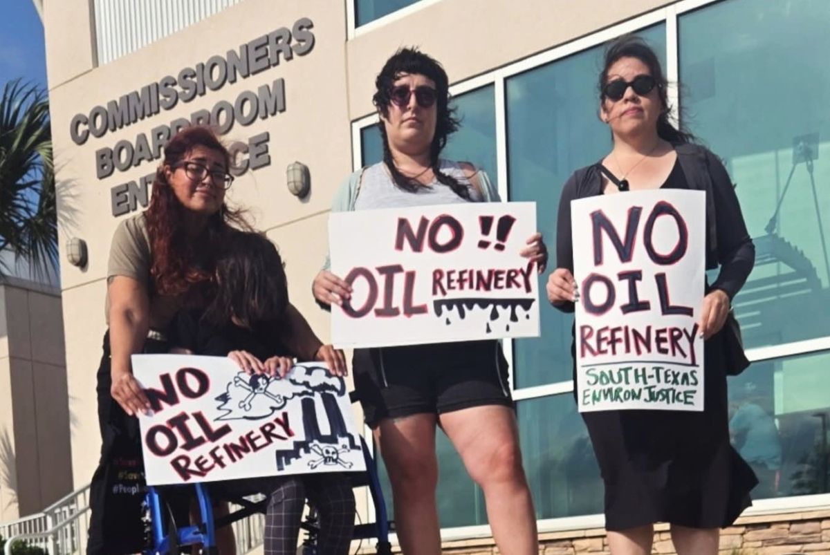 Activists protest the proposed oil refinery