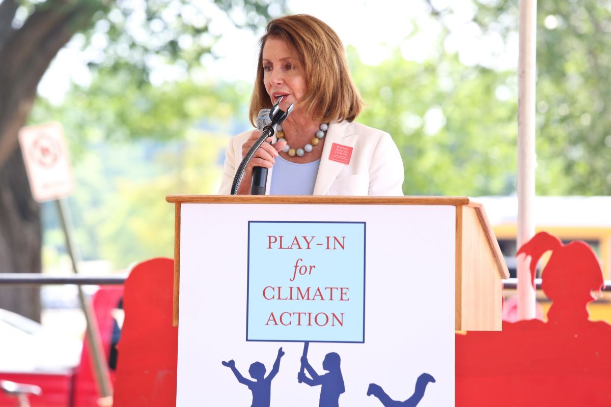 A speaker at a Play-In for Climate Action