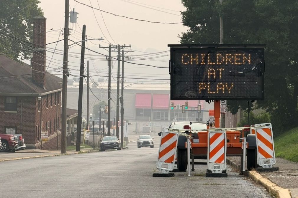 Smoky street in southwestern Pennsylvania