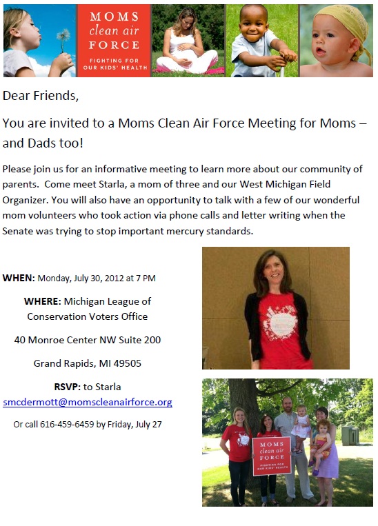 Invitation to a meeting for moms in Grand Rapids, Michigan