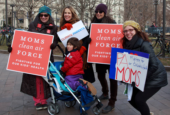 Moms Clean Air Force and Climate Parents team at climate rally