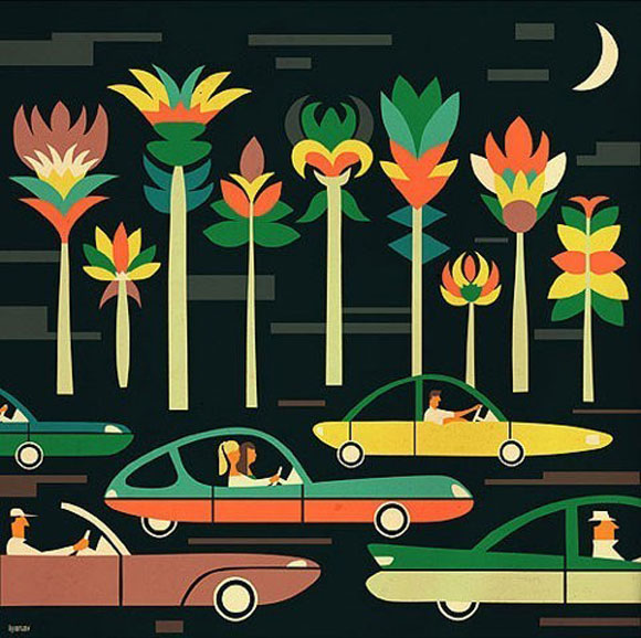 Cars and trees graphic
