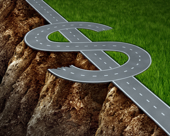 Dollar sign shaped highway symbolizing the fiscal cliff