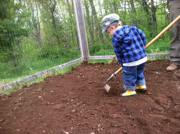 Child making garden