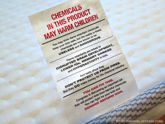 Warning tag that product contains harmful chemicals