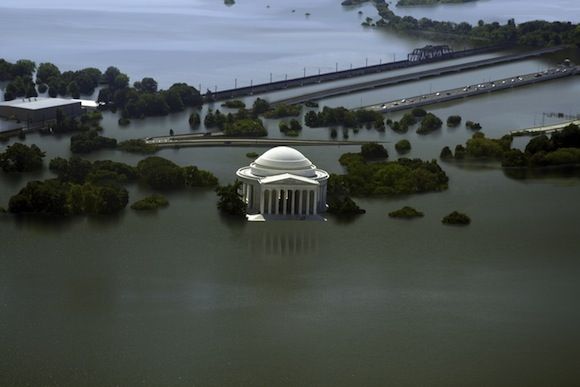 Jefferson Memorial after climate change causes water to rise