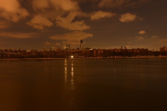 View of Manhattan from Williamsburg following the power outage as a result of Hurricane Sandy.