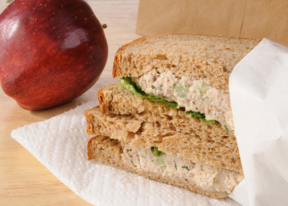 Apple and a tuna sandwich