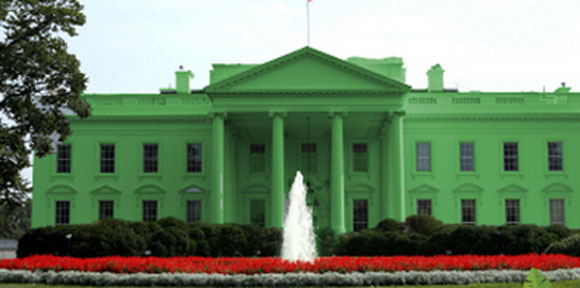 The White House tinted green